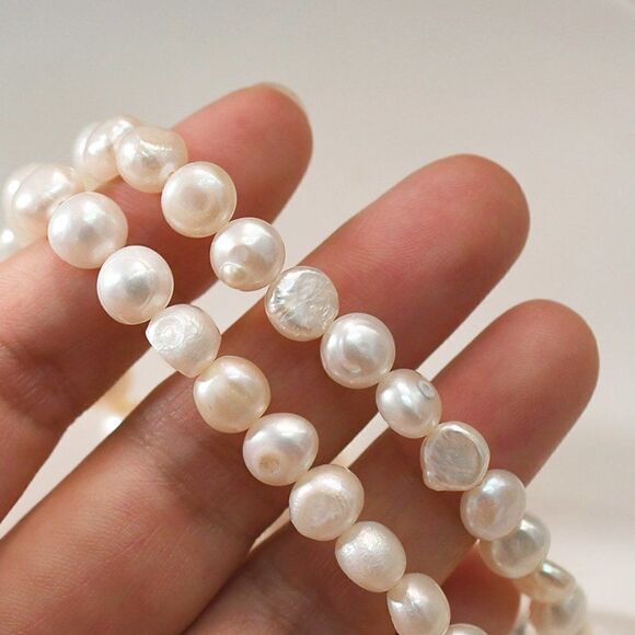 Fine Jewelry Natural Freshwater Baroque White Pearl Classy Bracelet NEW - Picture 2 of 7